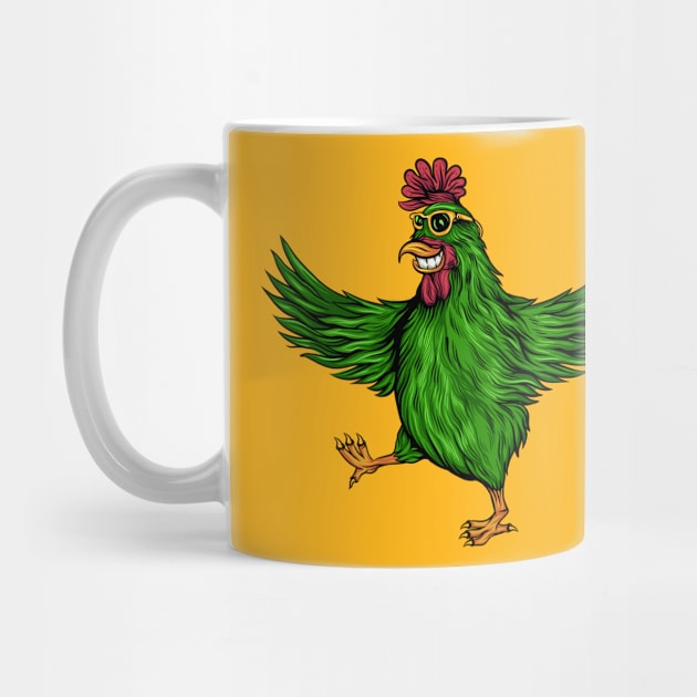 Rooster Funny Green by Mako Design 